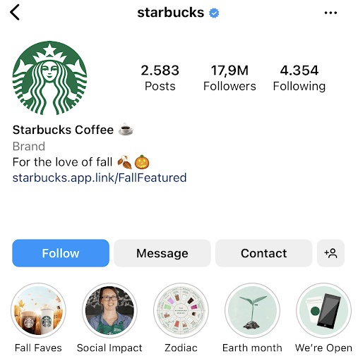 Starbucks Instagram account